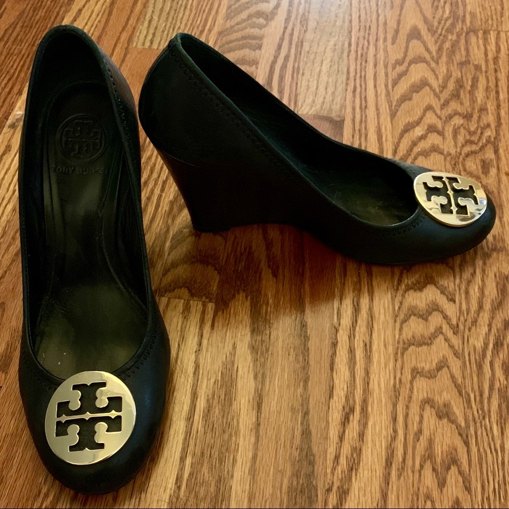 Tory Burch Black Sophie Wedges - Size 8